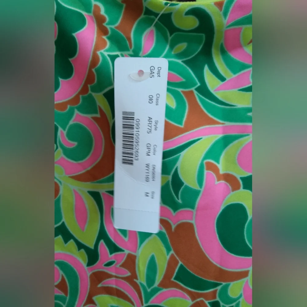 J.Crew pull - on slip  pink green floral midi skirt